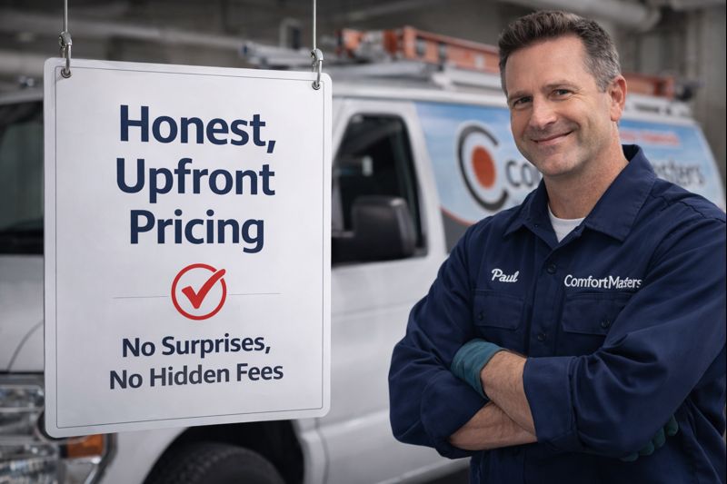 Las Vegas HVAC upfront pricing honest quotes Comfort Masters 702-869-8093 transparent AC heating repair