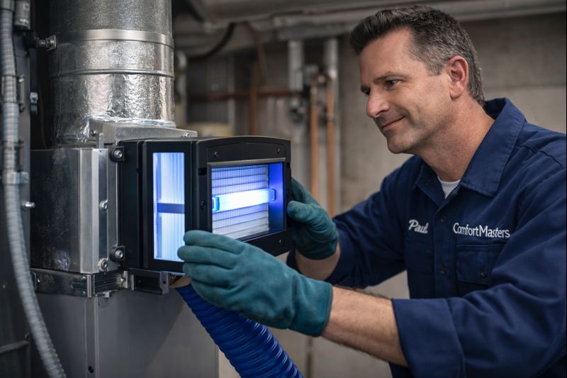 Las Vegas air purifier installation HVAC filtration Comfort Masters 702-869-8093 whole home IAQ system