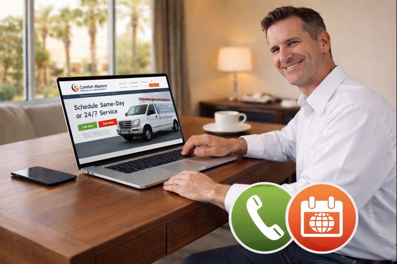 HVAC scheduling Las Vegas Comfort Masters appointment booking AC repair 702-869-8093 same day service