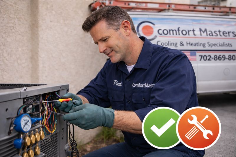 HVAC repair Las Vegas Comfort Masters fixing AC same day repair 702-869-8093 high quality parts
