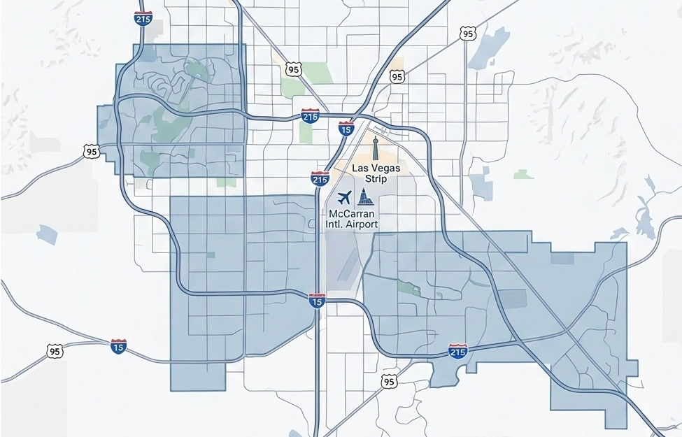 Comfort Masters HVAC service area map for Summerlin Henderson Anthem Green Valley and Southwest Las Vegas 702-869-8093