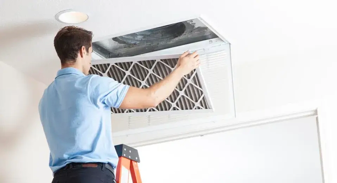 Comfort Masters technician providing air duct cleaning in Las Vegas