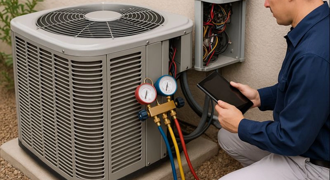 Comfort Masters technician performing HVAC maintenance in Summerlin