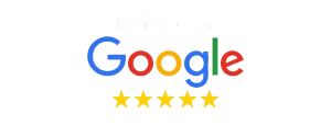 "Review us on Google" with Google logo and five yellow stars indicating a 5-star rating